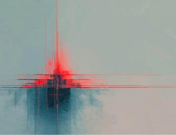 Red blue abstract oil painting